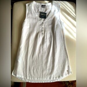 Eddie Bauer Women’s 100% Cotton White Sleeveless Feminine Coastal Top Size XS